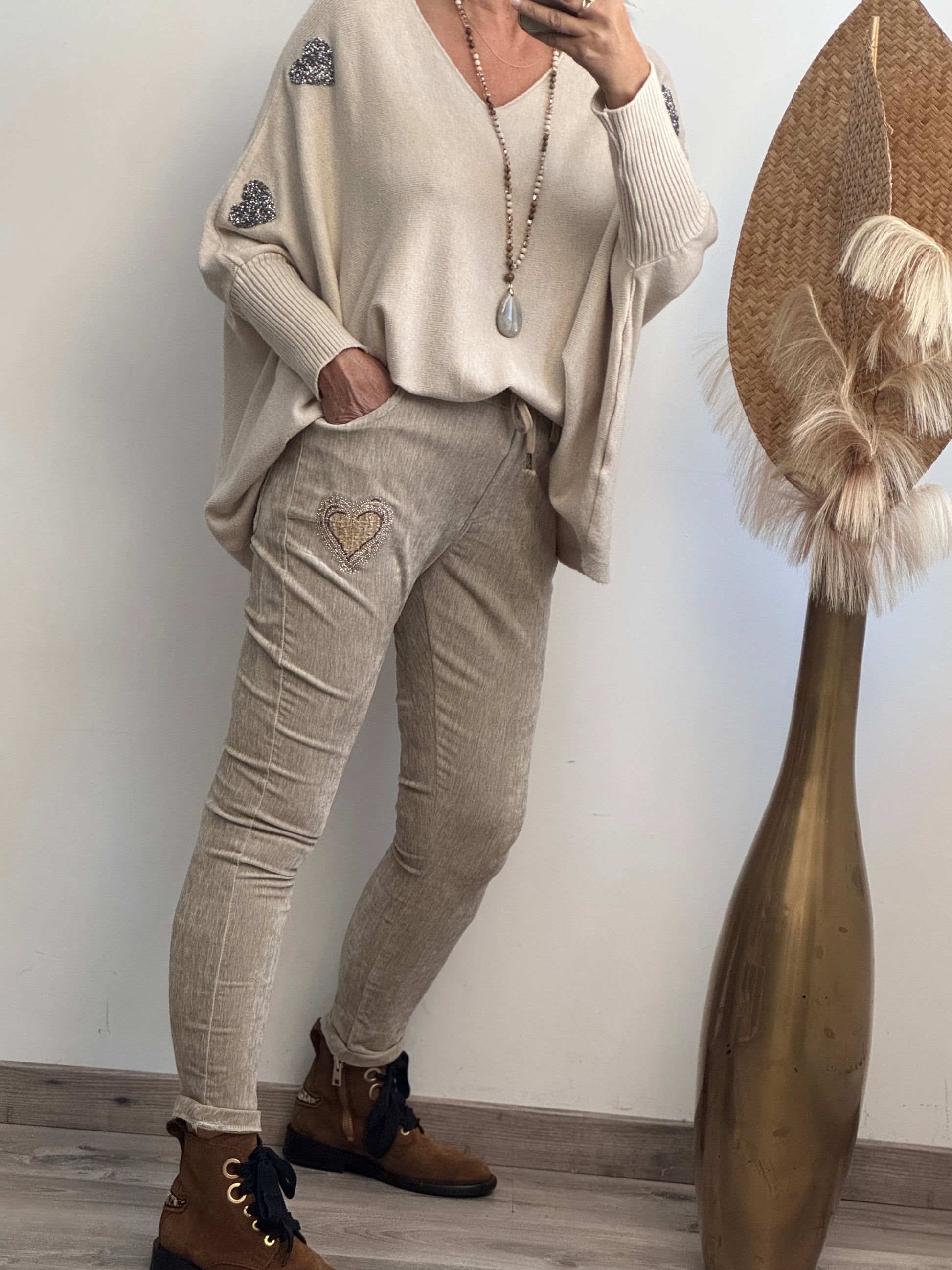 Pantalon velours beige