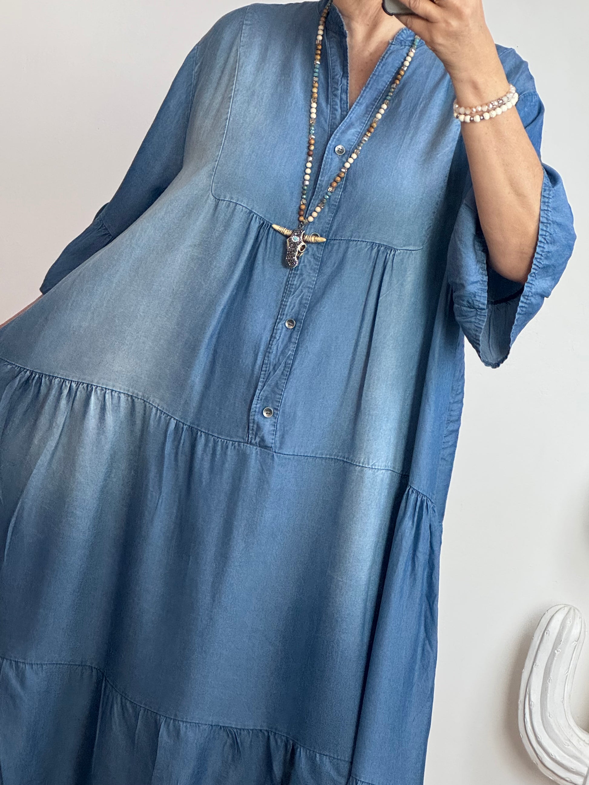 Robe boheme lyocell bleu foncé TU 44/50