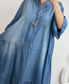 Robe boheme lyocell bleu foncé TU 44/50