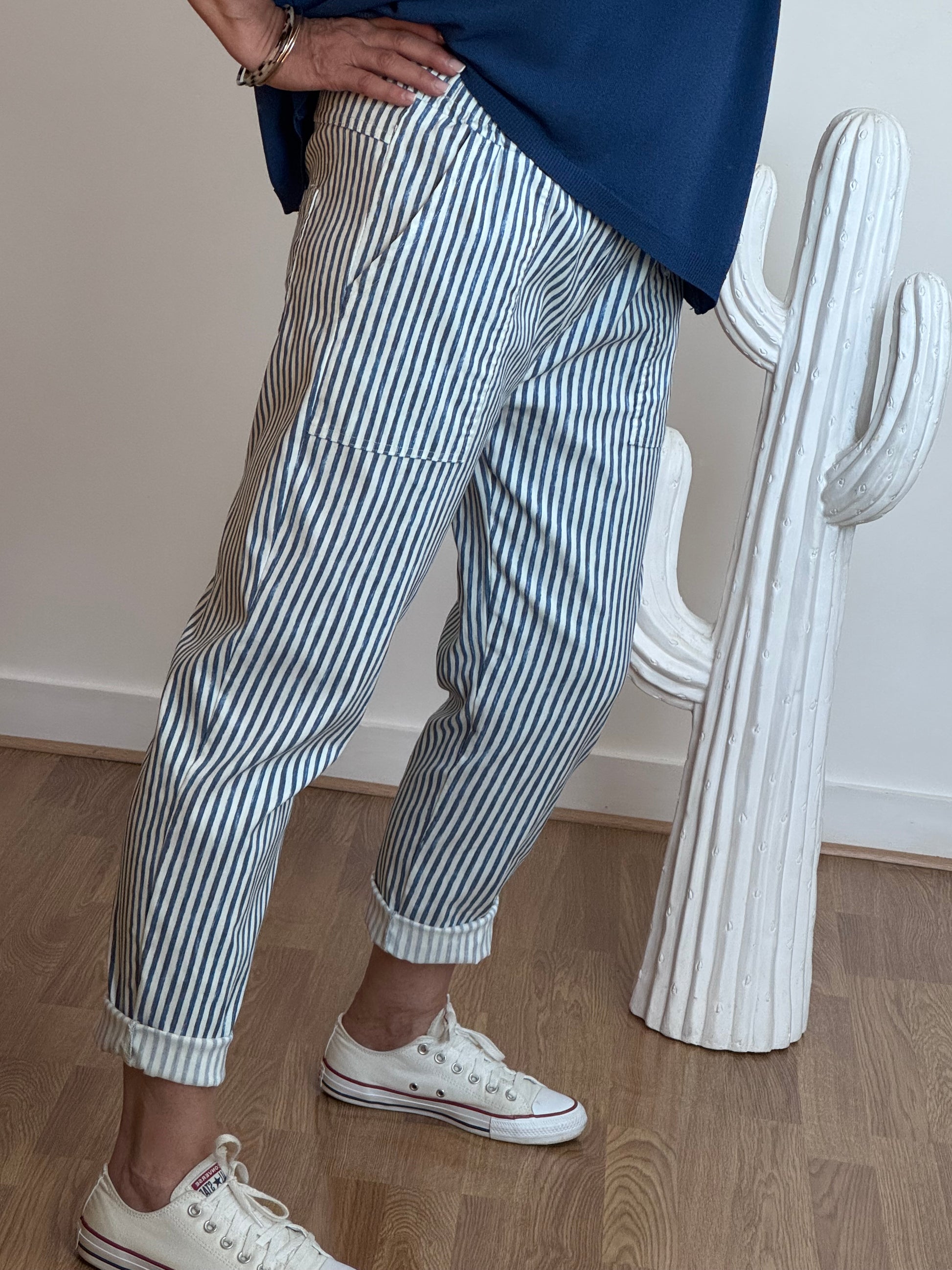Pantalon confort rayures marine