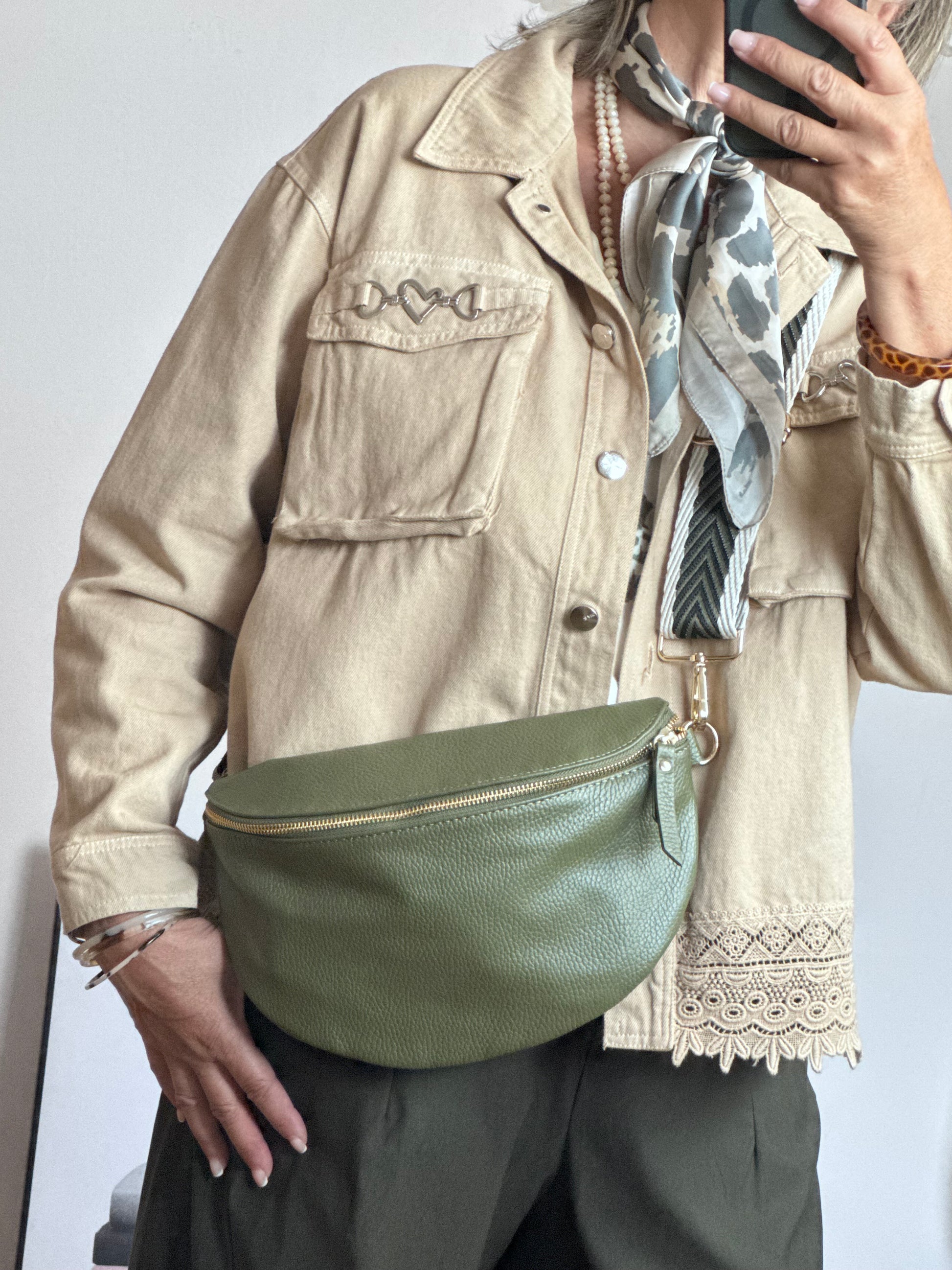 Veste jeans beige dentelle
