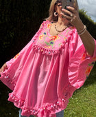 Blouse bohème rose