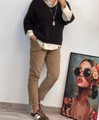 Pantalon velours côtelé camel taille du 38 au 46