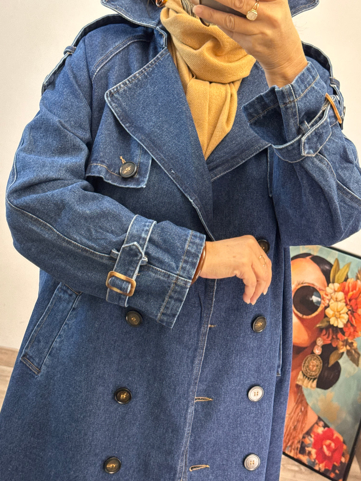 Trench jeans bleu brut