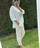 Pantalon confort rayures camel