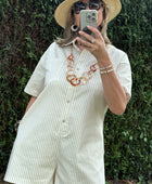Combishort rayée beige