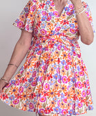 Robe courte fleurs multicolores
