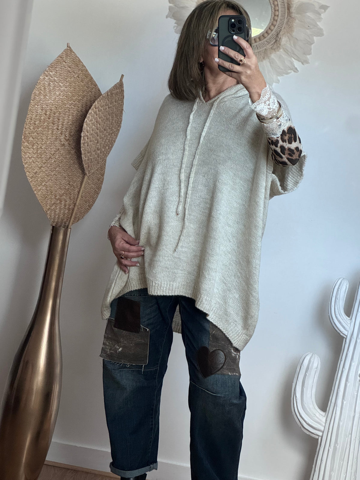 Pull oversize crème