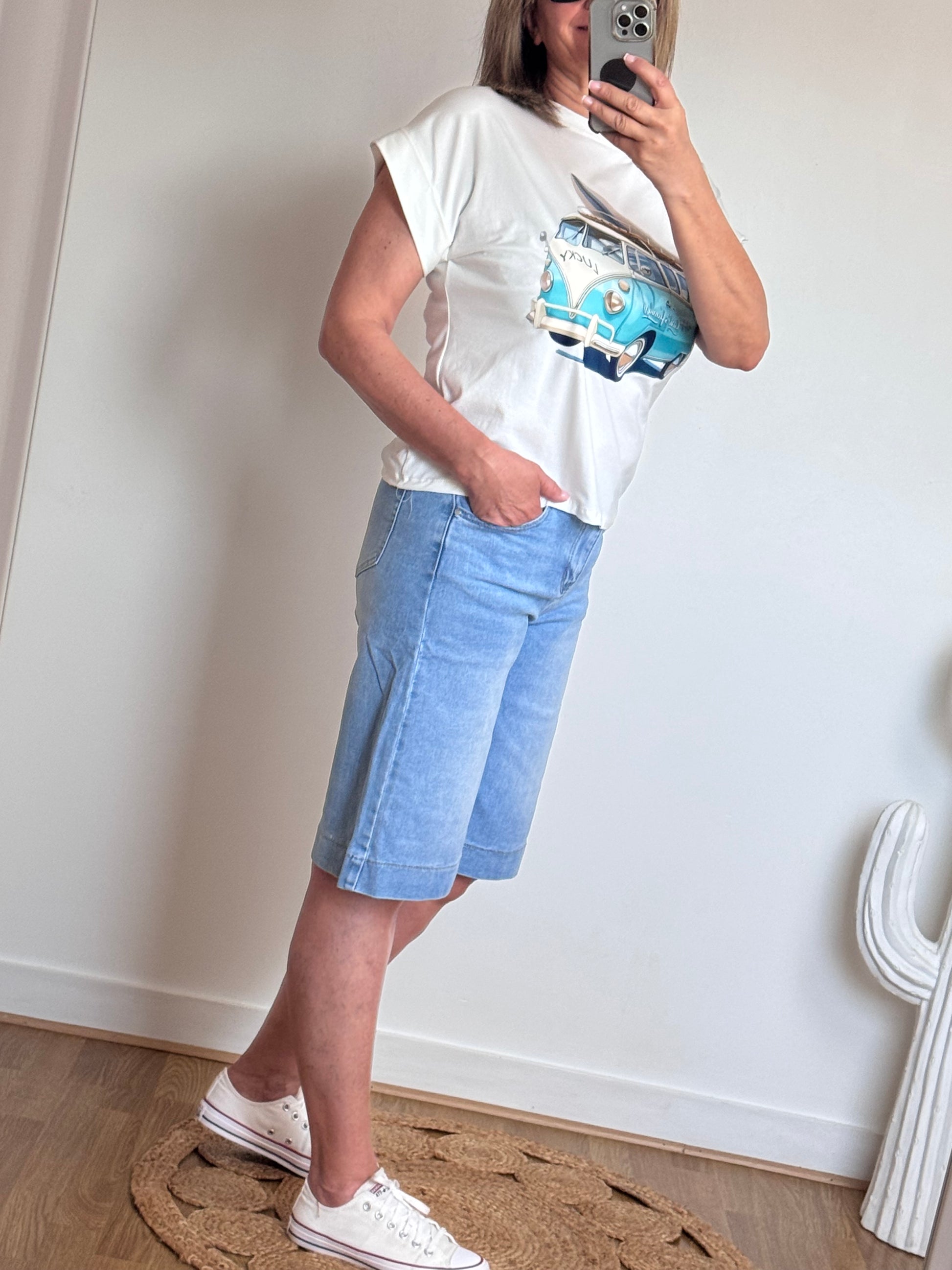 Bermudas jeans bleu clair