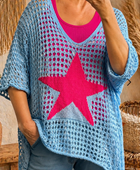 Pull crochet bleu ciel