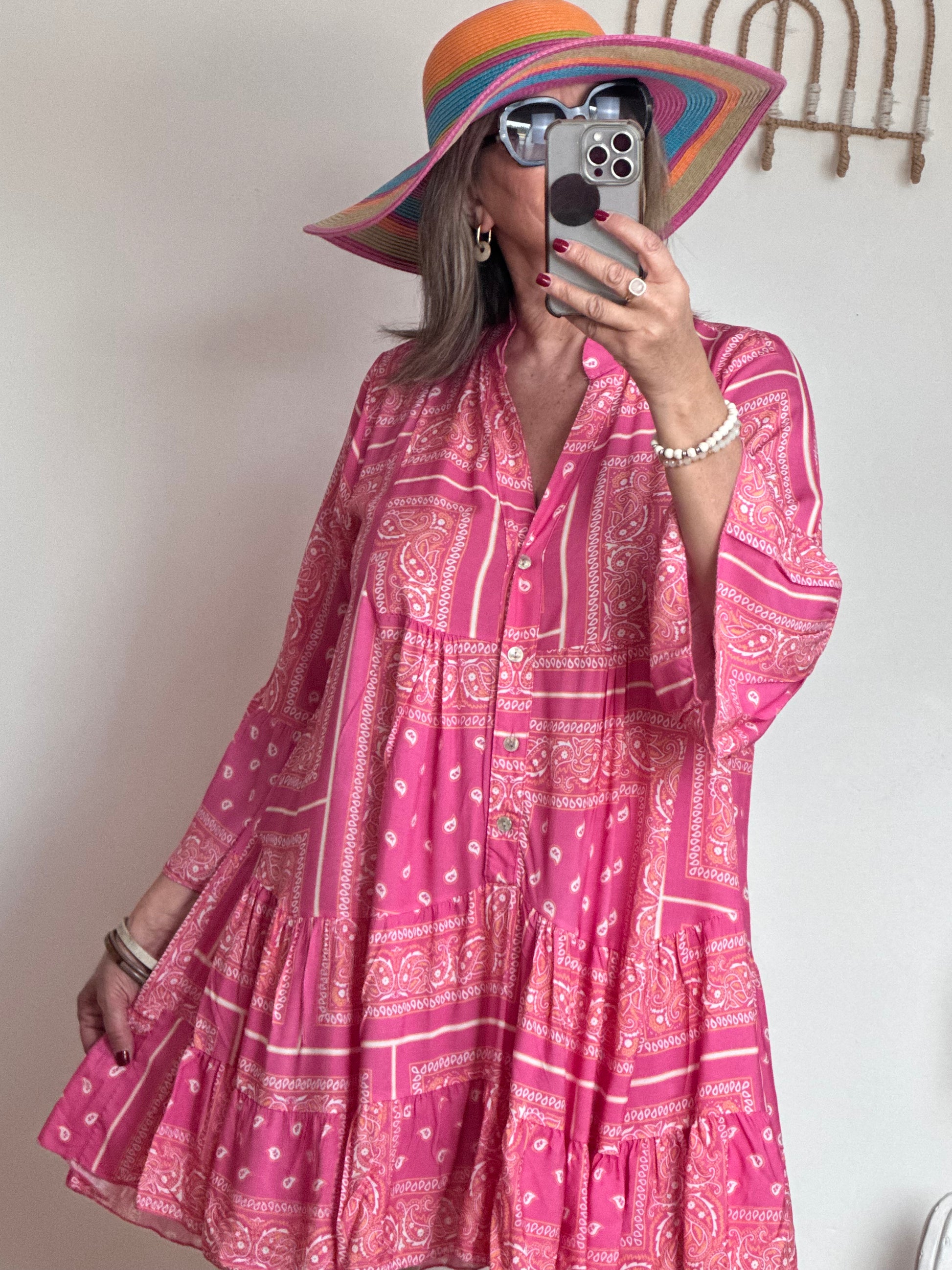 Robe Léa bandana fuchsia