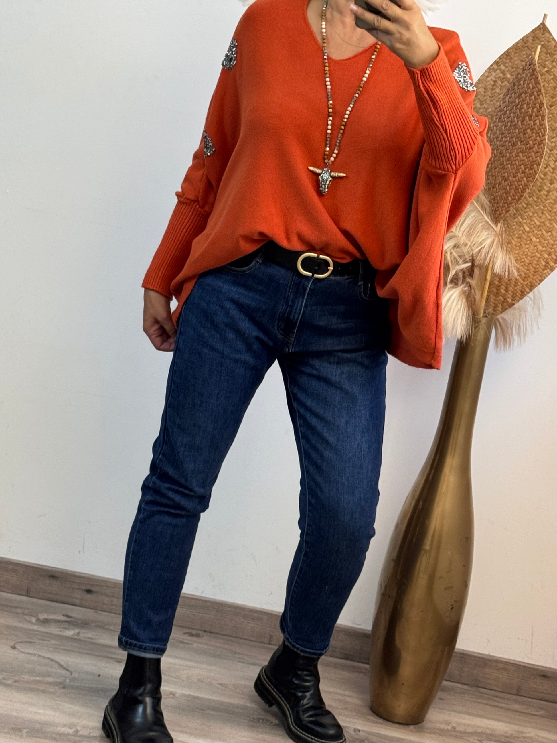Jean mom fit bleu taille disponible du 44 au 52