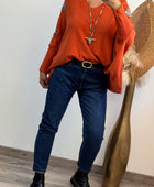 Jean mom fit bleu taille disponible du 44 au 52