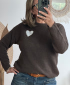 Pull cœur marron
