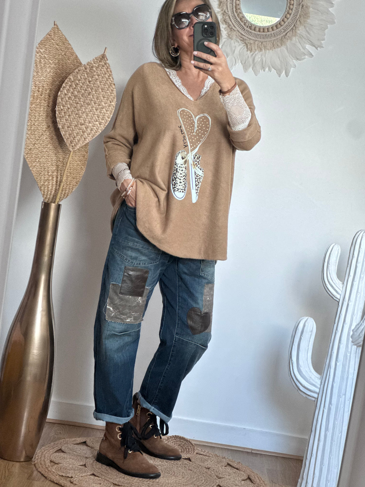Pull kiss love joli forme camel
