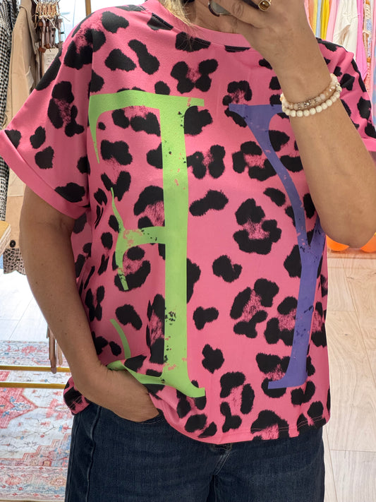 Teeshirt Léo Yeah fuchsia