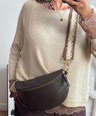 Sac banane cuir marron + 2 sangles