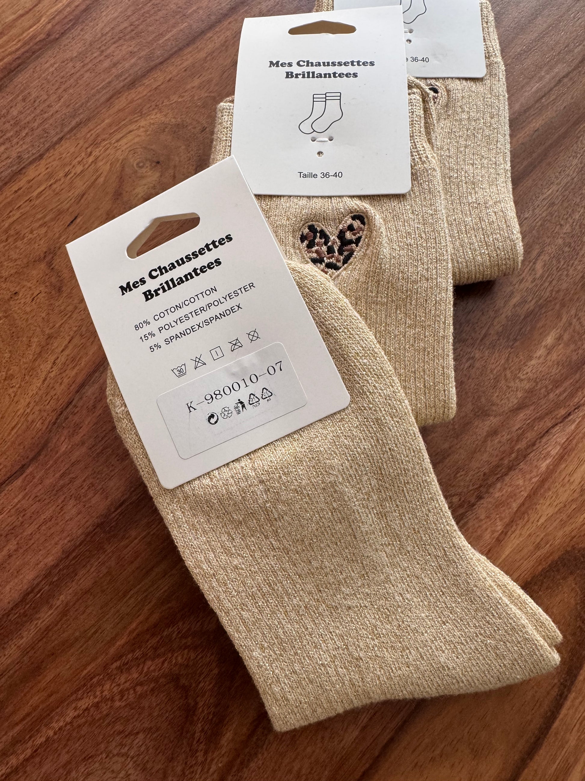 Chaussettes cœur brillantes 36/40