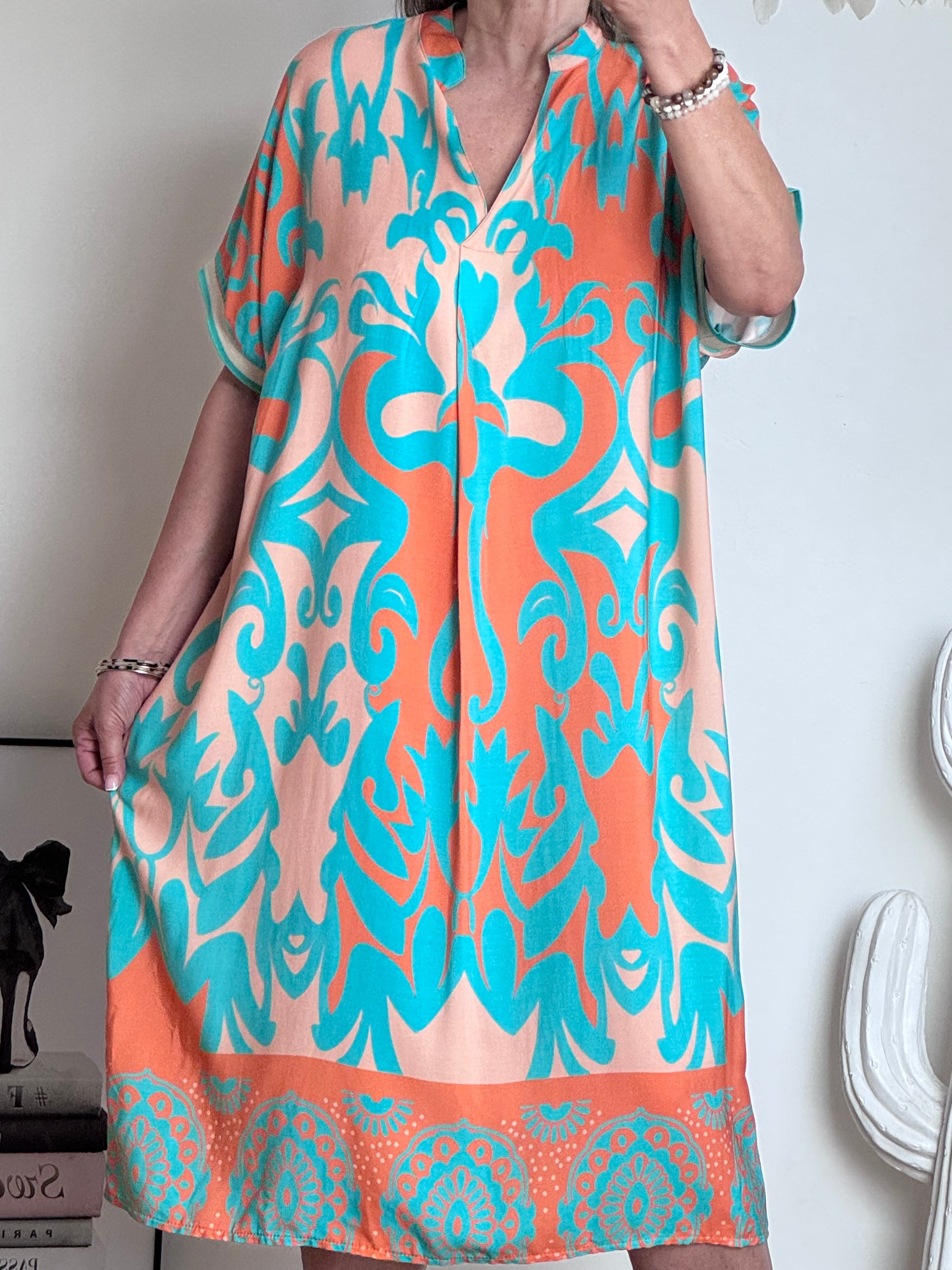 Robe arabesque turquoise /orange TU 40/48