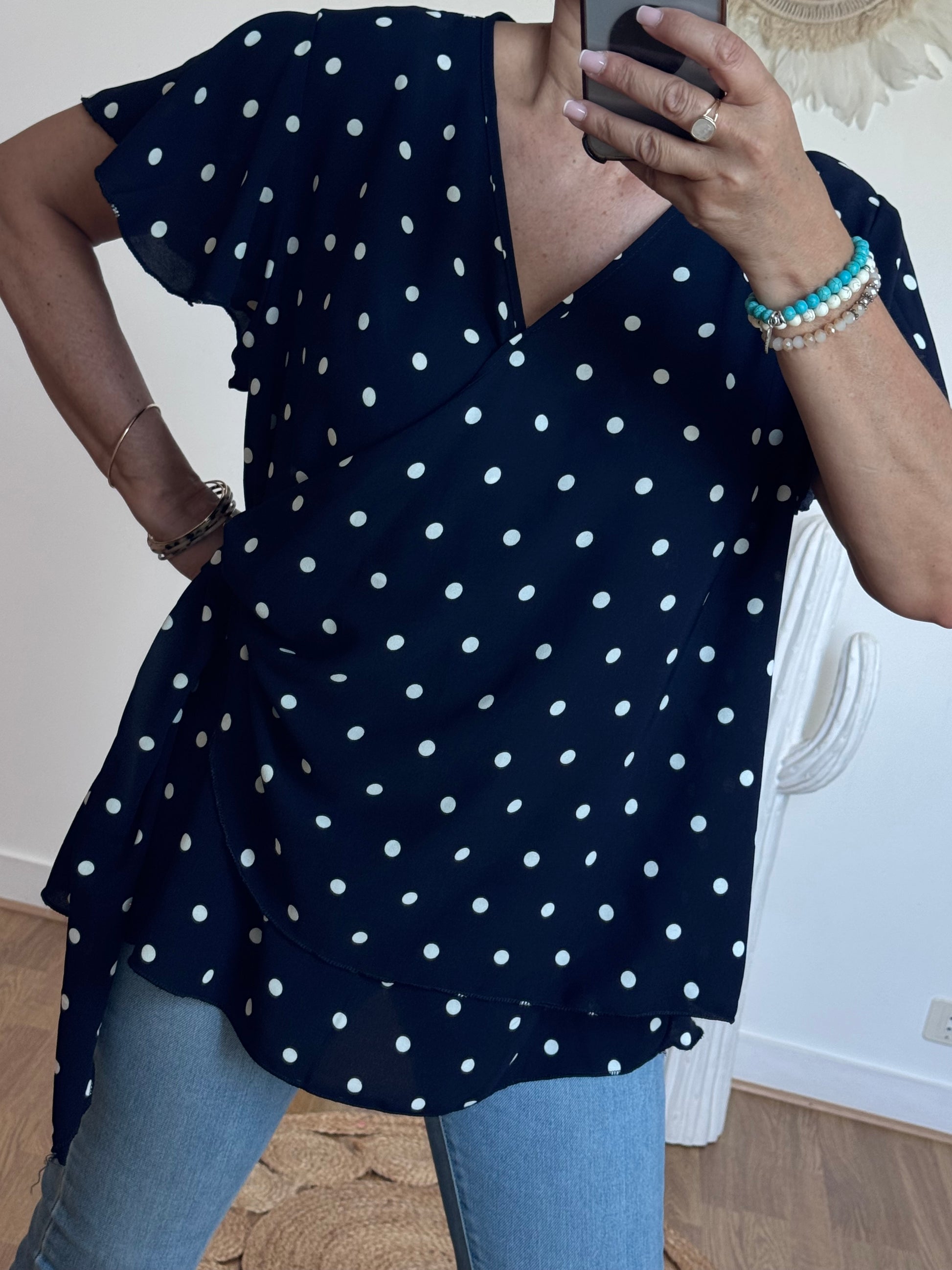 Blouse pois marine TU 44/59