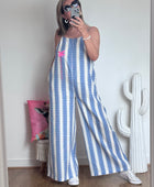 Salopette rayée bleue palmier