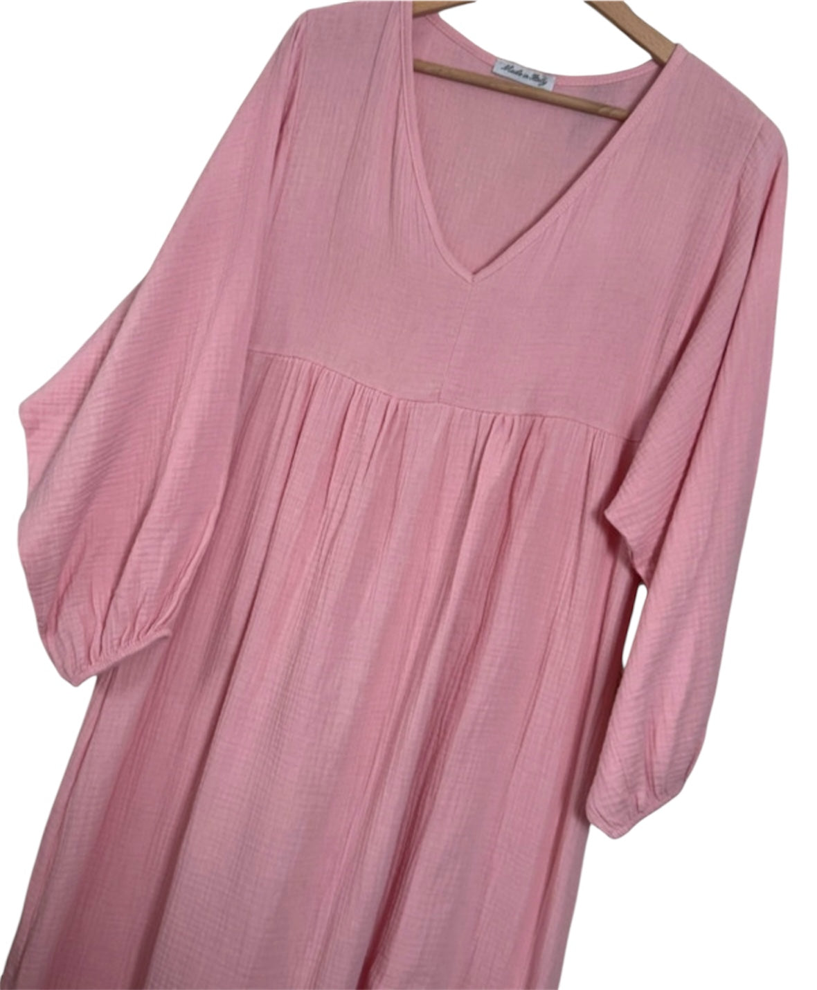 Robe longue gaz de coton rose TU 38/46