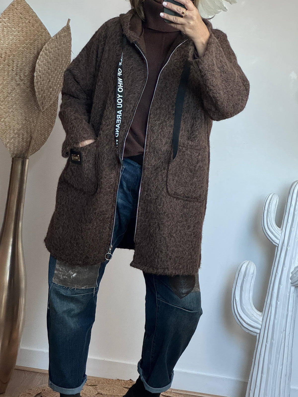 Manteau moumoute marron