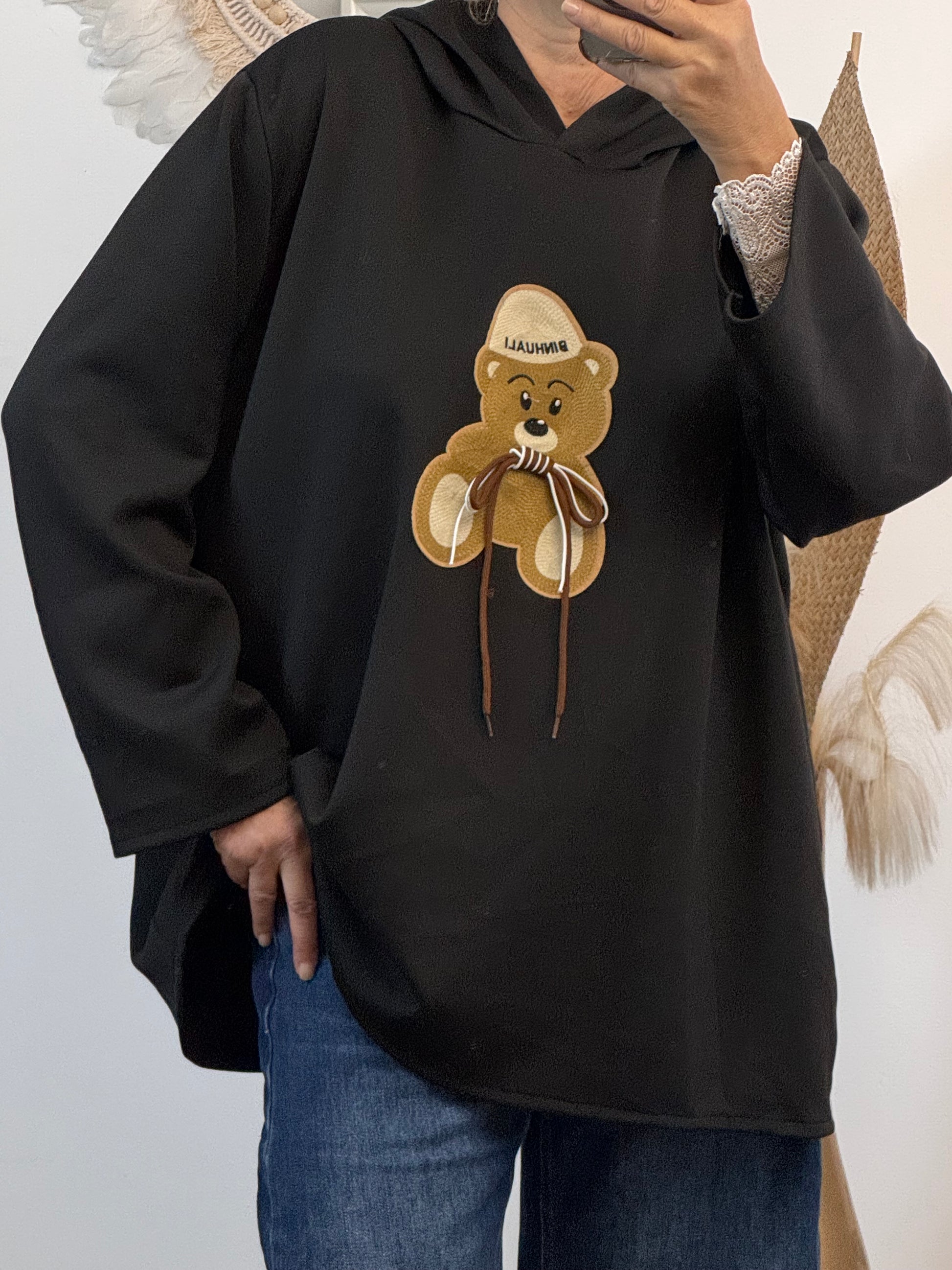 Pull oversize  nounours noir