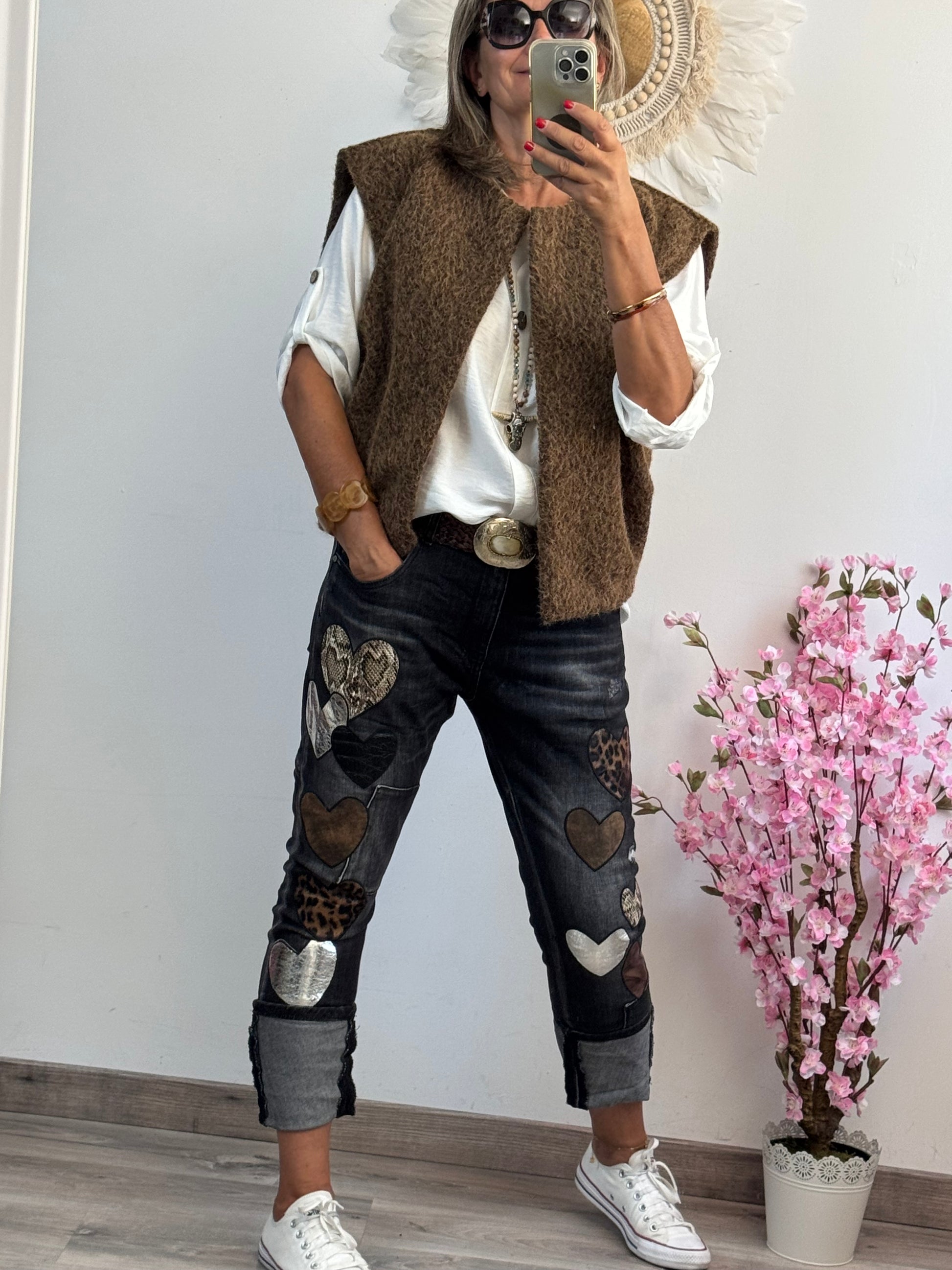 Jeans noir cœur 🤎 taillé