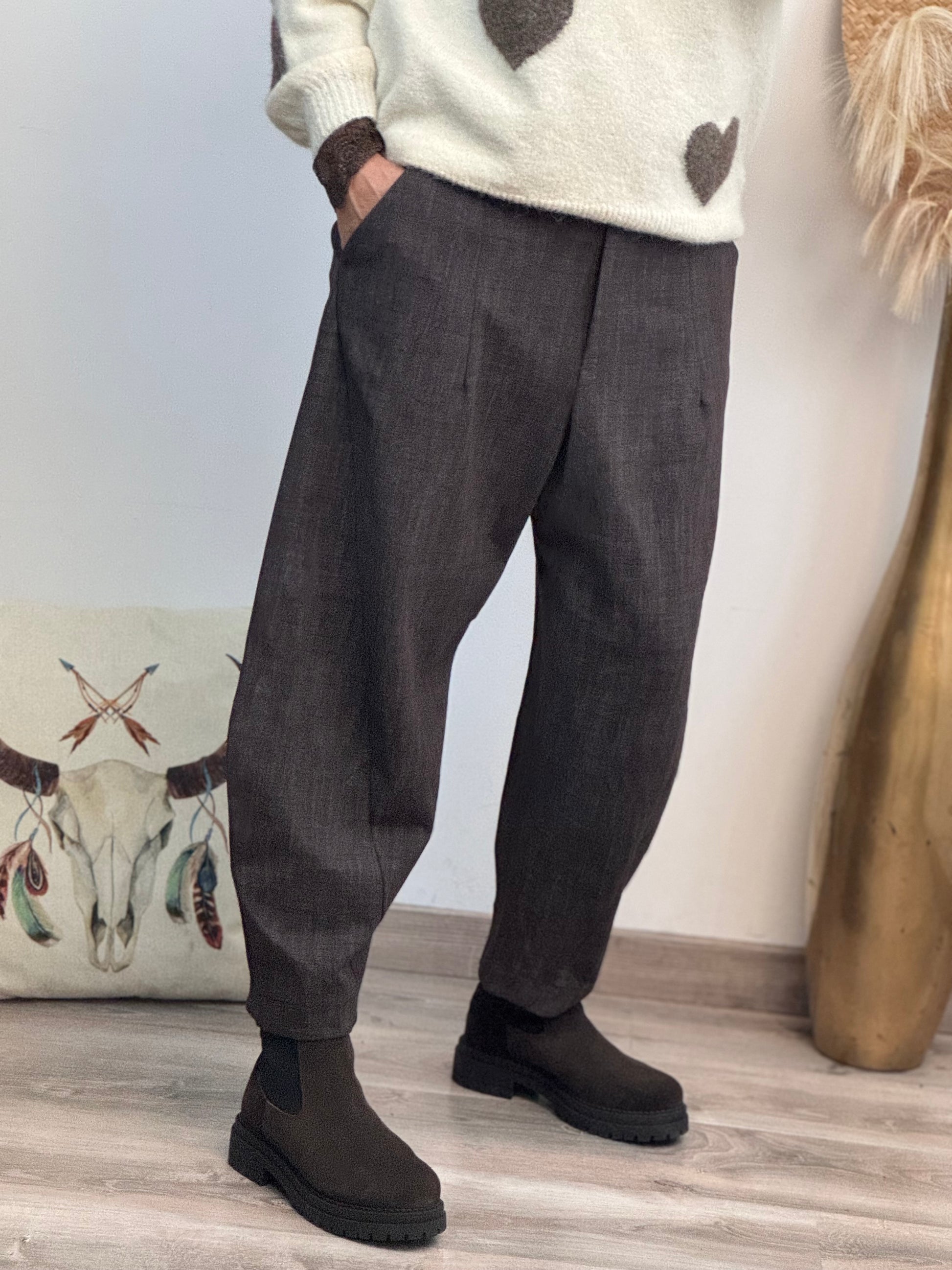 Pantalon marron chiné