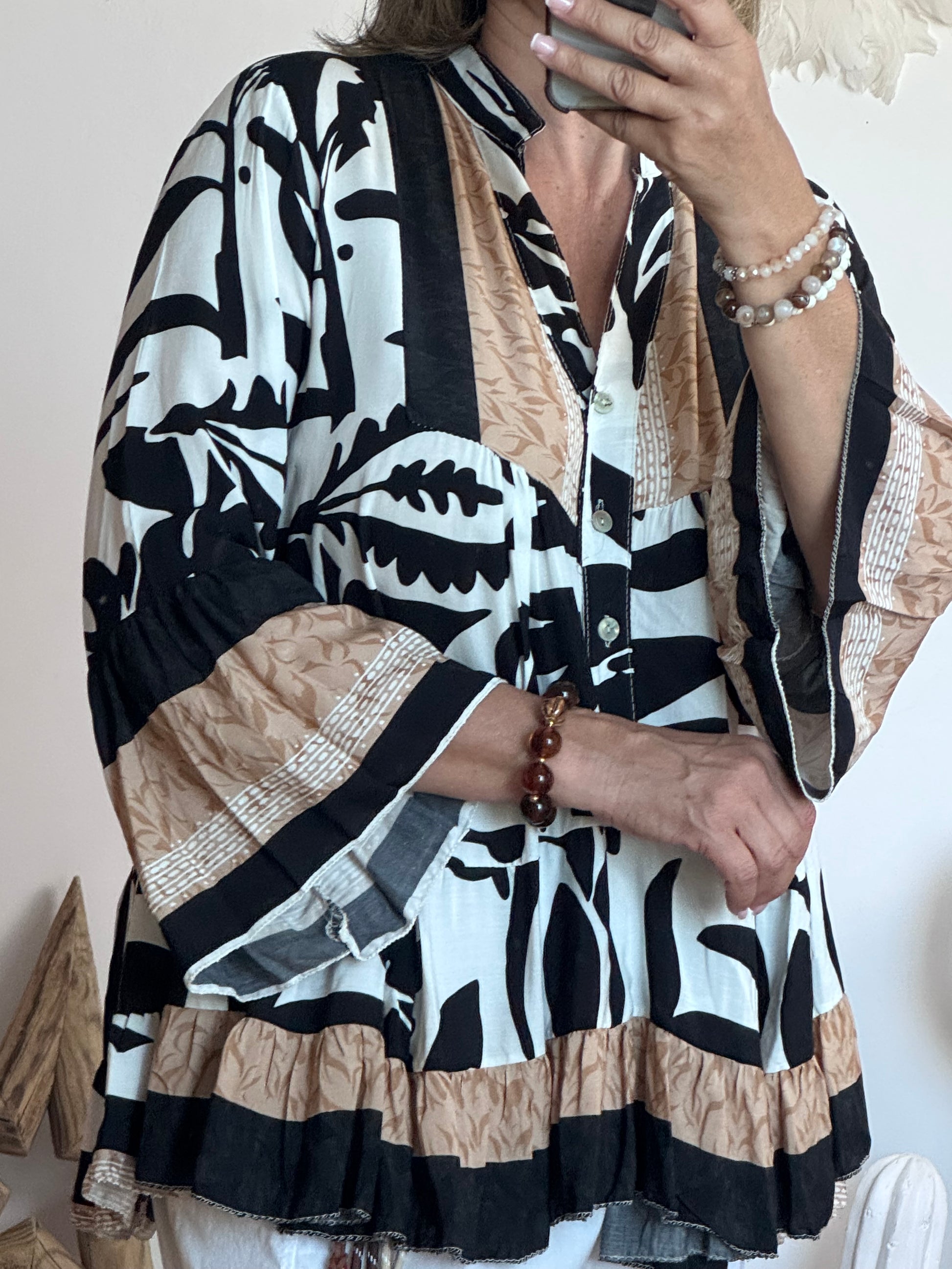 Blouse camélia noir