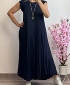 Robe longue plissée marine