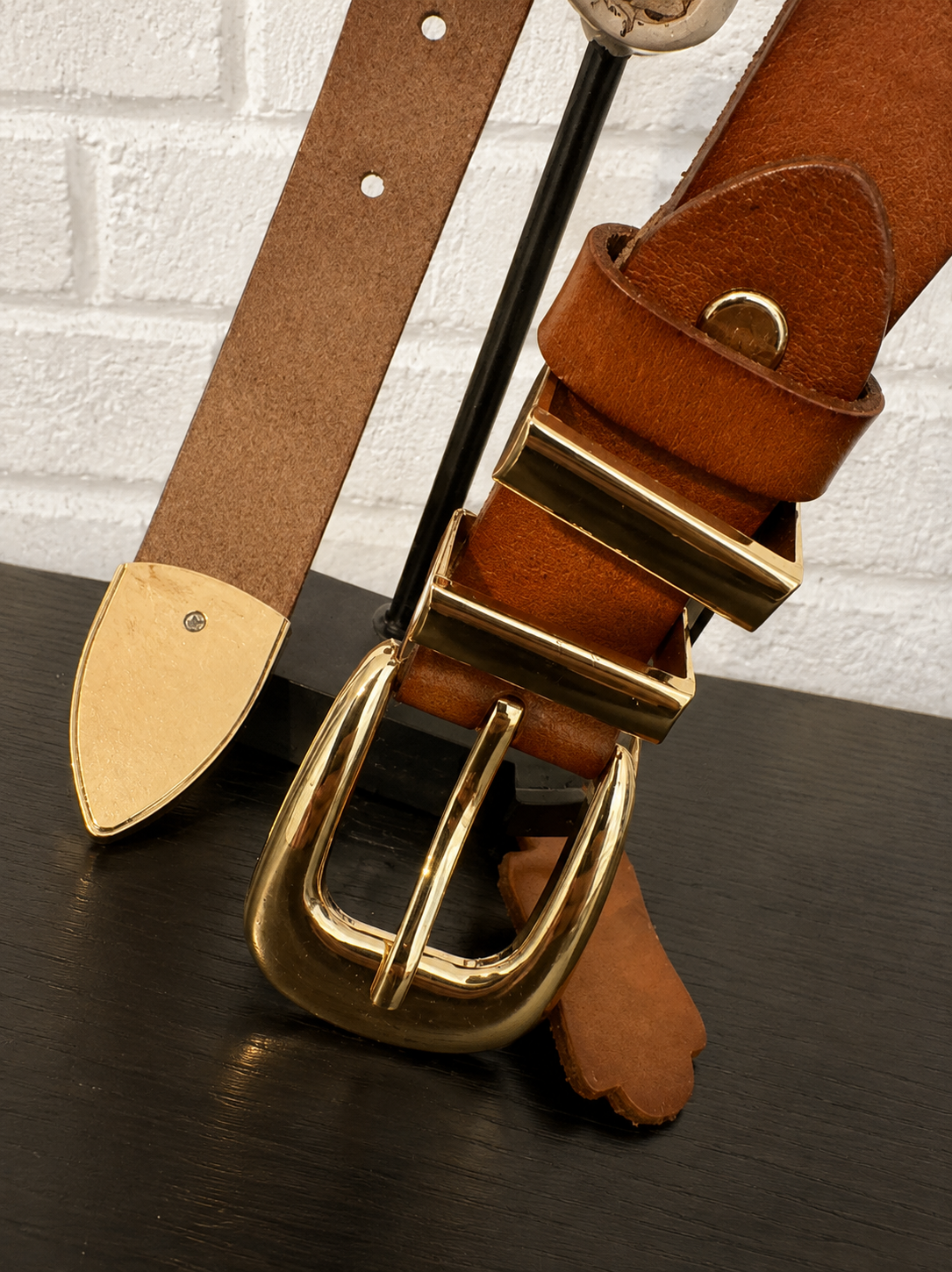 Ceinture cuir véritable camel