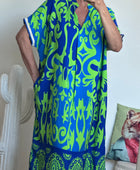 Robe arabesque vert et bleu dur TU 40/48