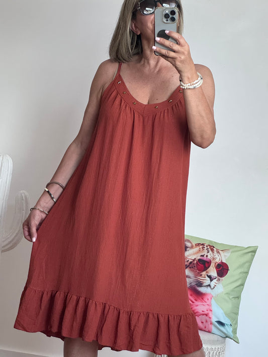 Robe d’été à bretelles terracotta