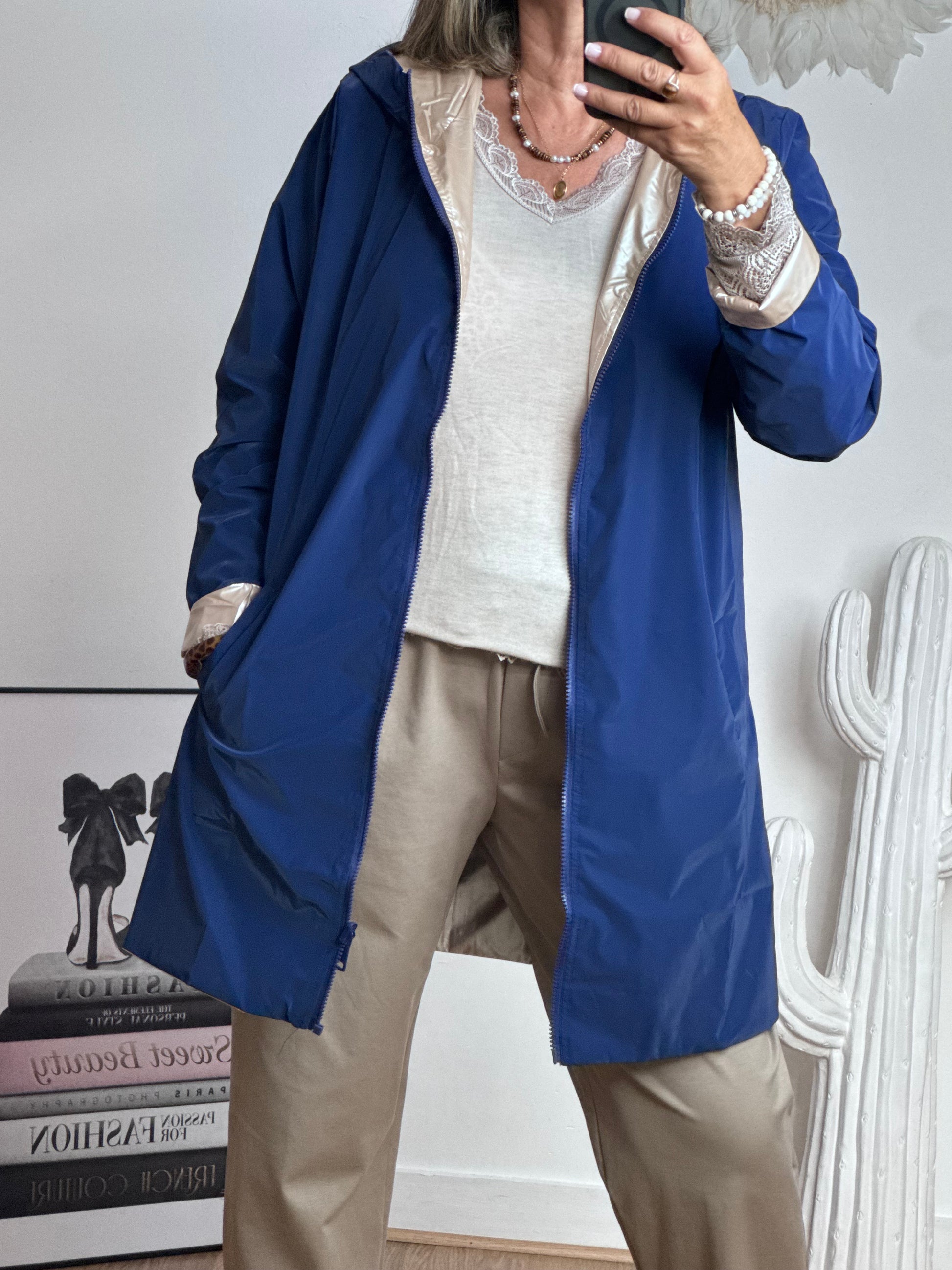 Veste coupe vent réversible marine /dorée