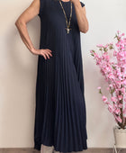 Robe longue plissée marine