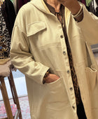 Veste longue suédine beige