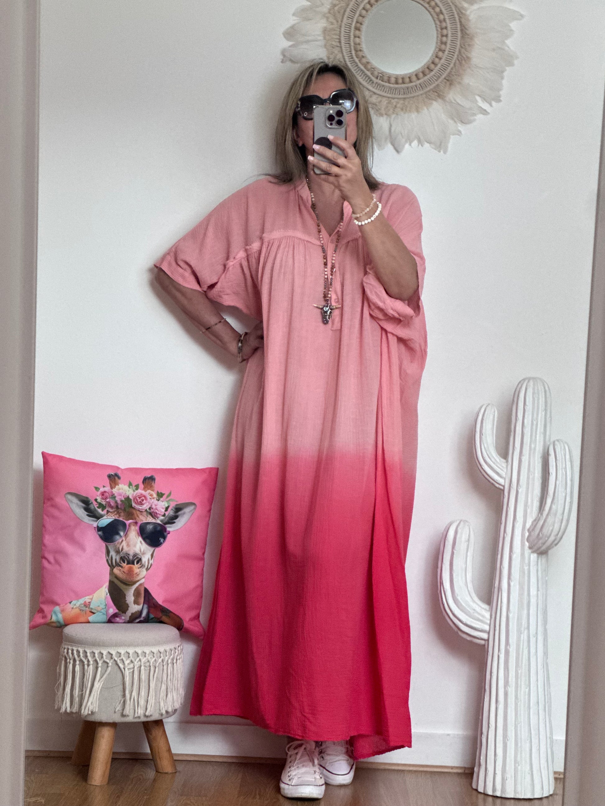 Robe tie and dye pêche/rose