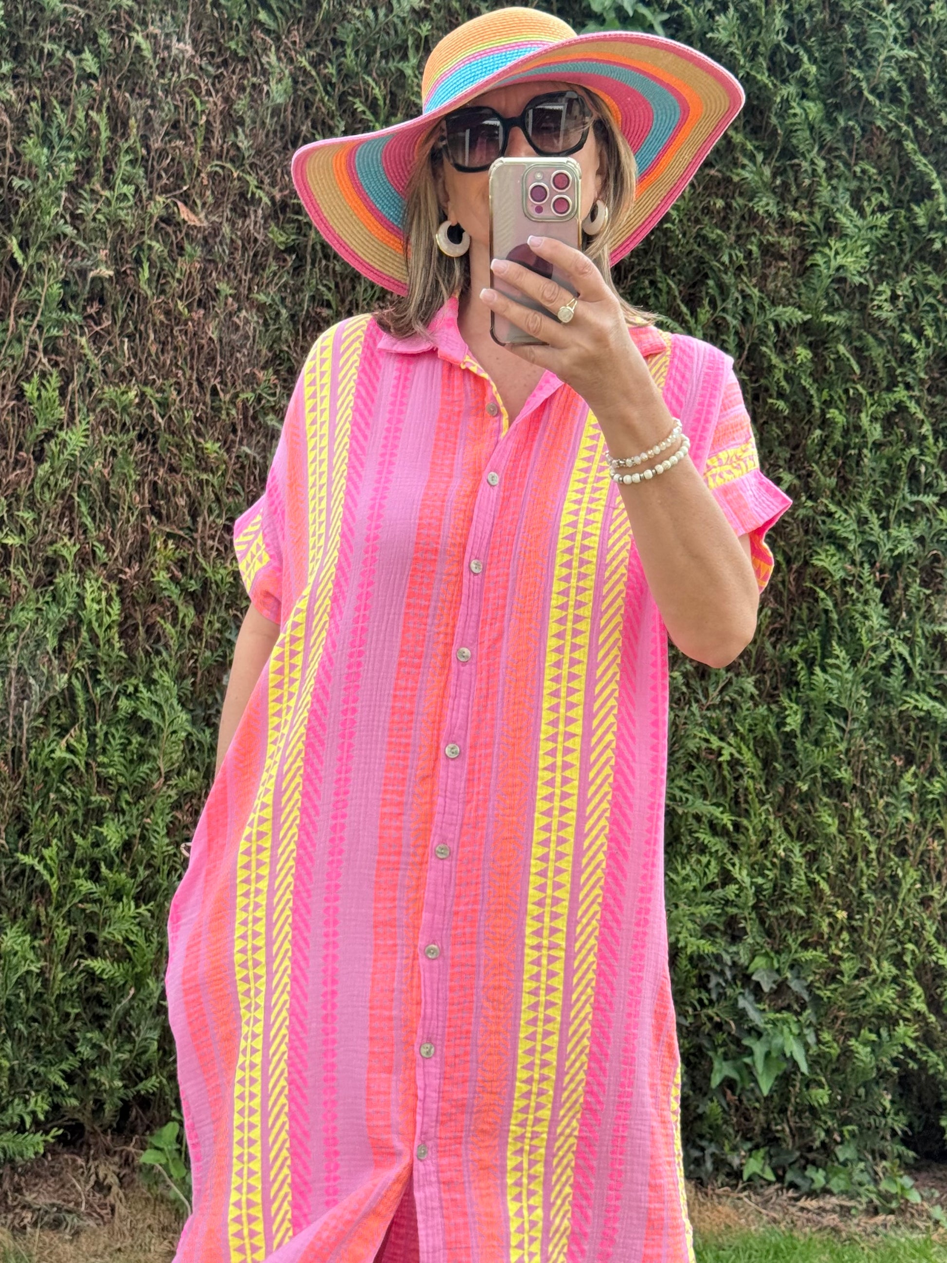 Robe gaze de coton fond Lila
