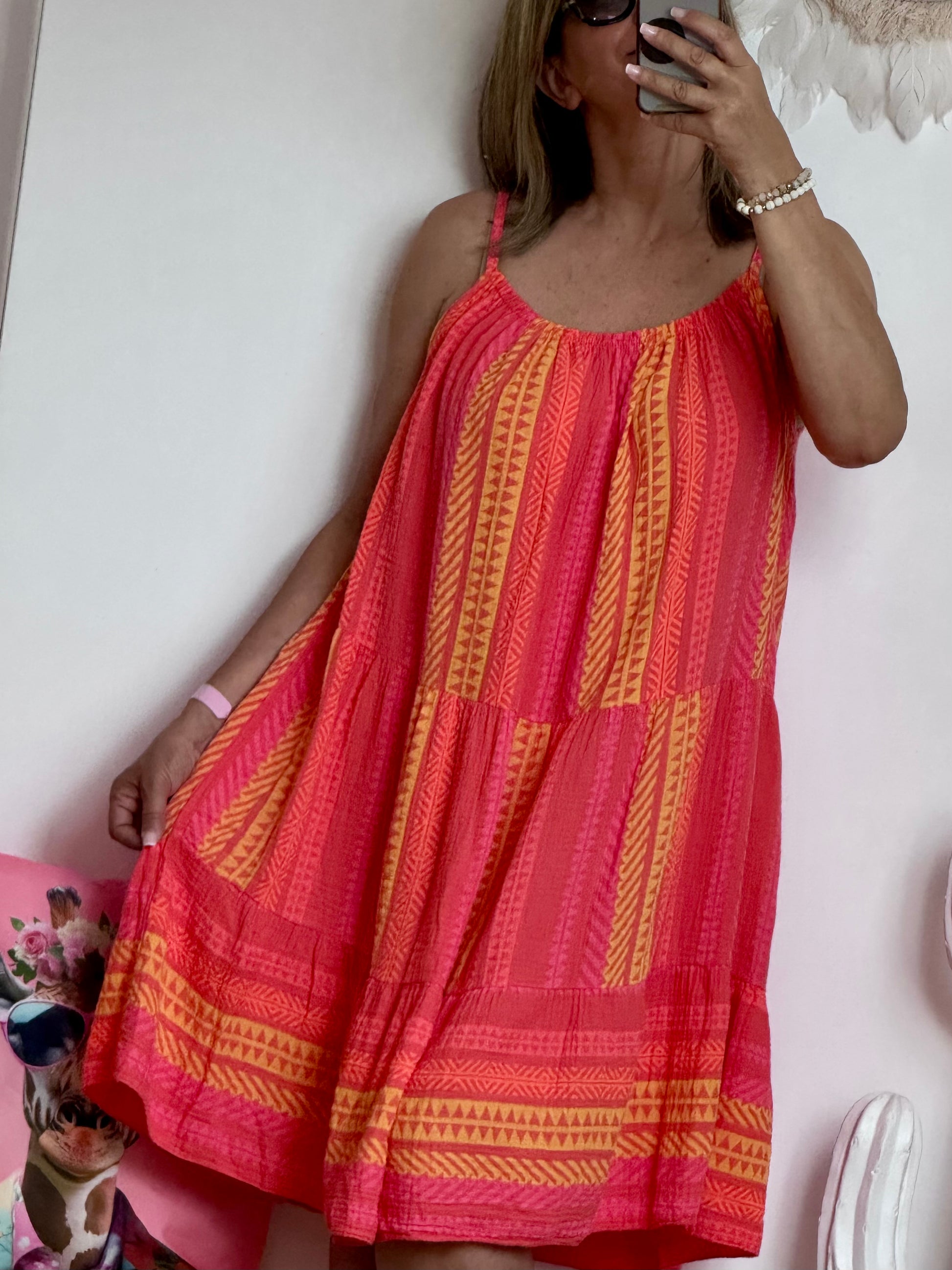 Robe d’été fond corail