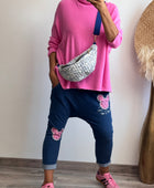 Pantalon saroual denim bleu Mickey