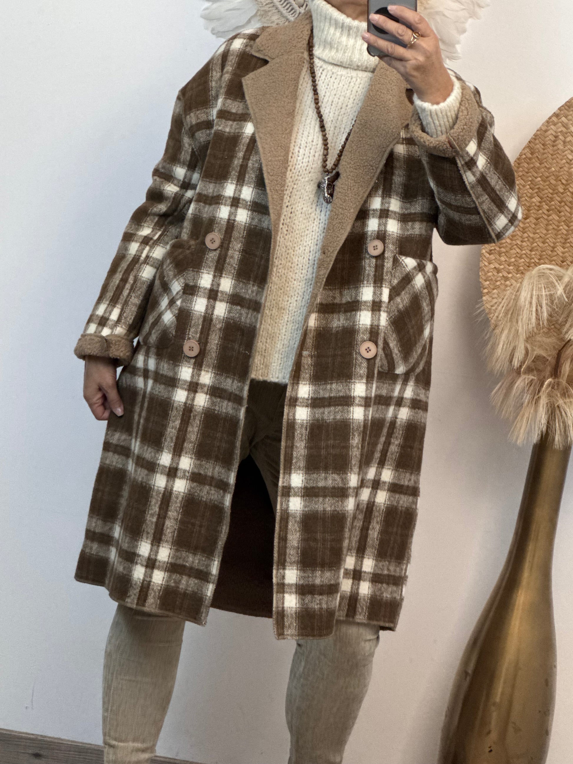 Manteau réversible beige