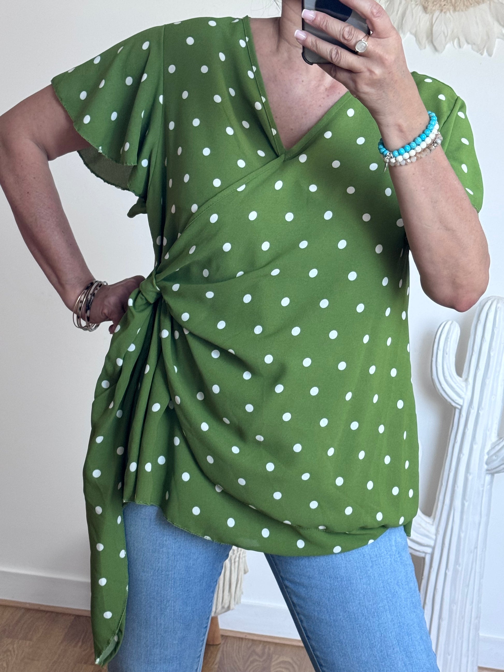 Blouse pois vert TU 44/50