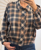 Blouson loose carreaux bleus