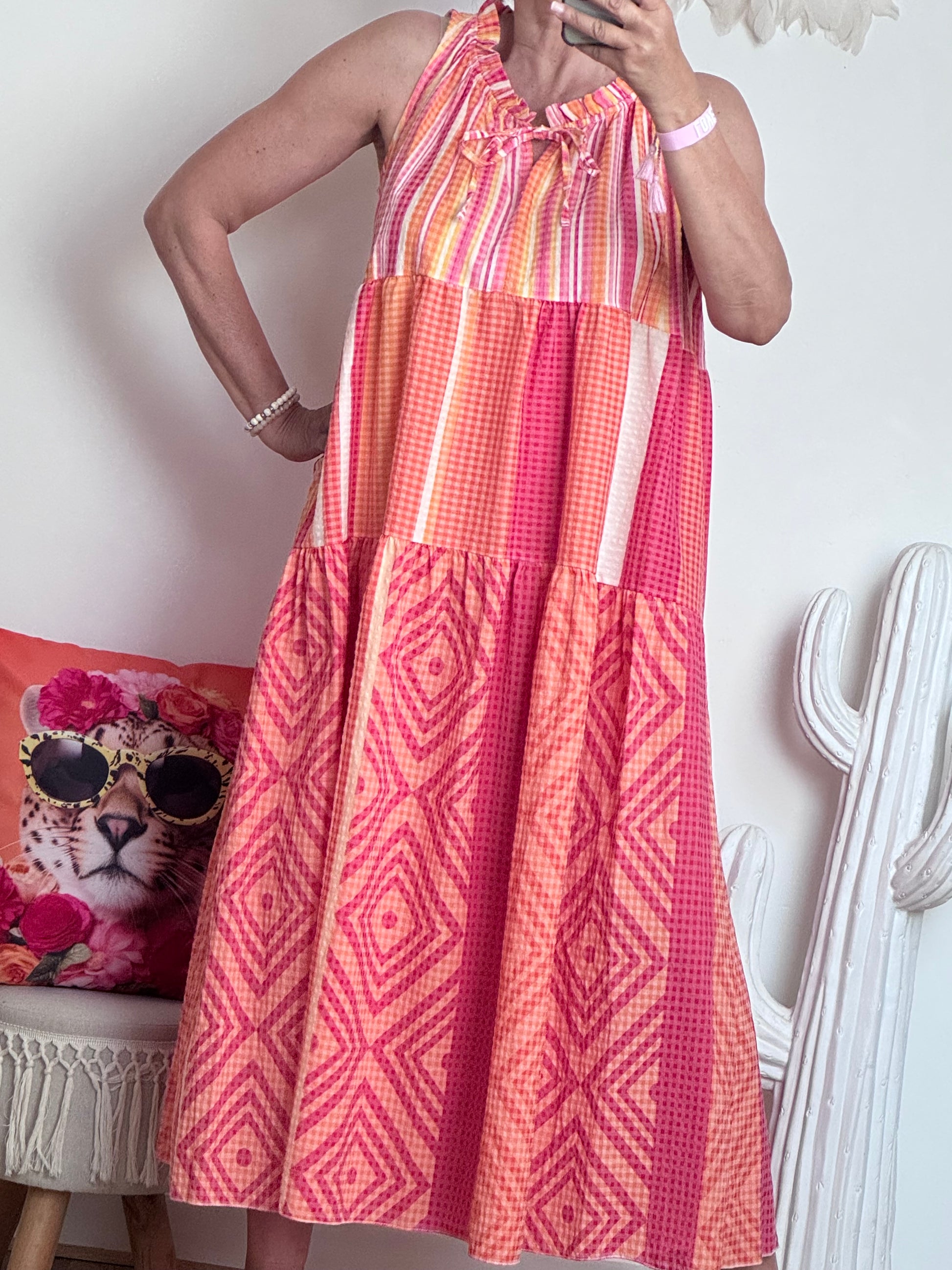 Robe Vichy orange /rose TU 38/44