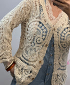 Gilet long crochet beige TU 38/44