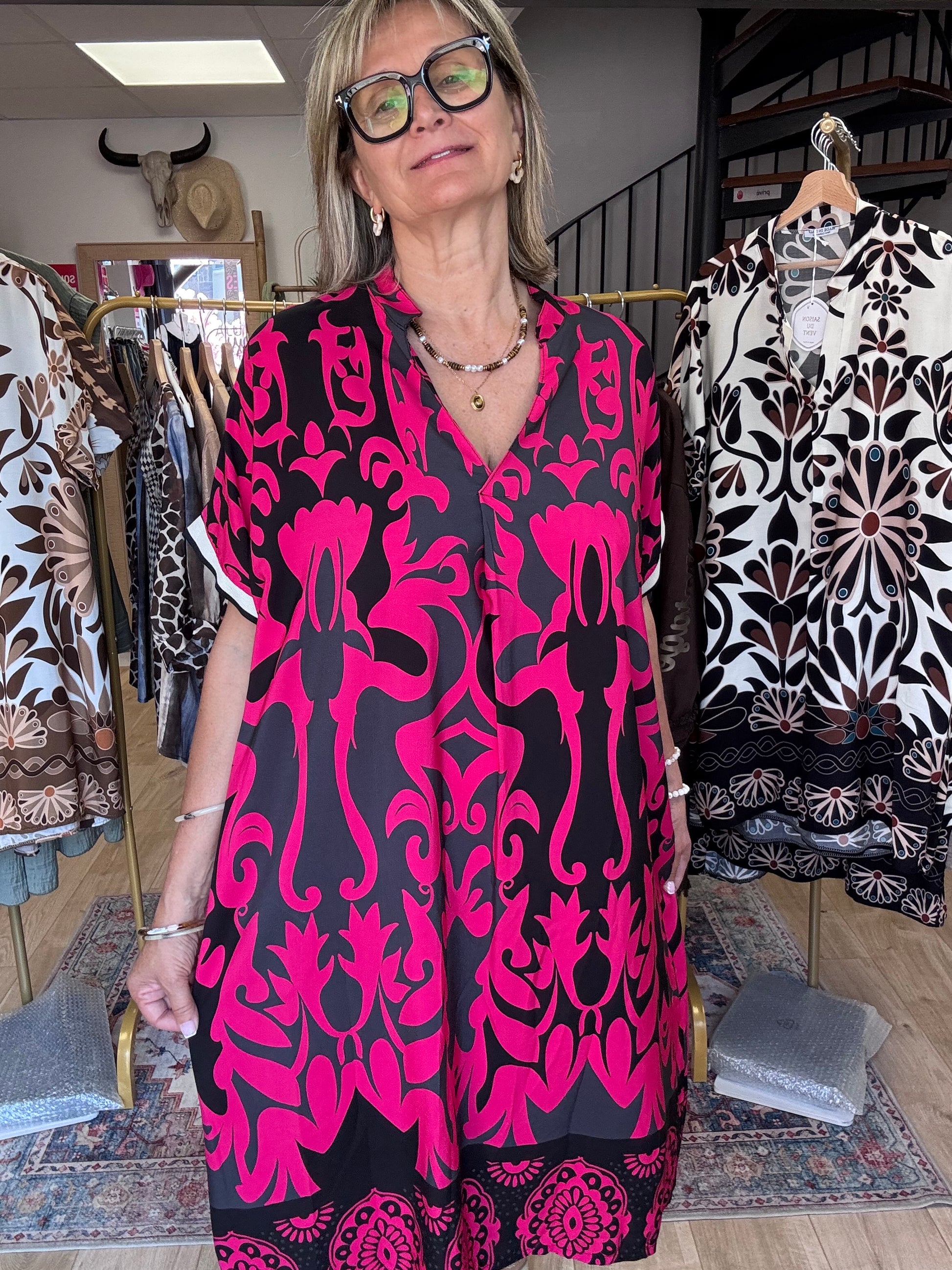 Robe arabesque noir fuchsia TU 40/48