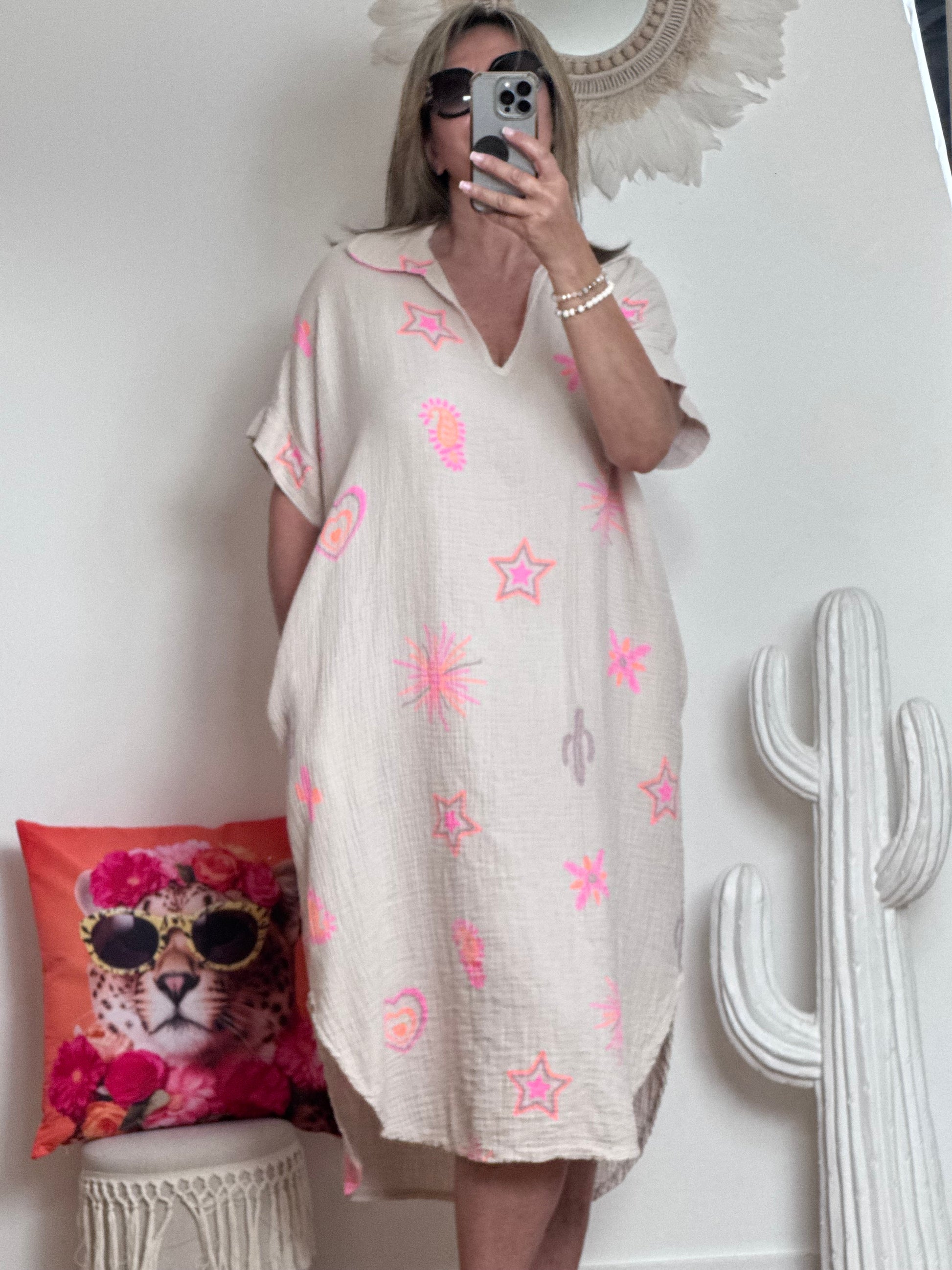 Robe gaze de coton beige
