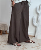 Pantalon lin et coton marron TU 38/44